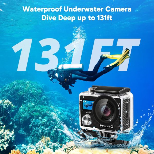 AKASO Brave 4 Action Camera 4K 30fps with 64GB MicroSD U3 Card Bicycle Helmet Accessories Kit Bundle, 20MP Ultra HD 131FT Waterproof Underwater Camera EIS WiFi Remote Control 5X Zoom Sport Cameras - Image 4