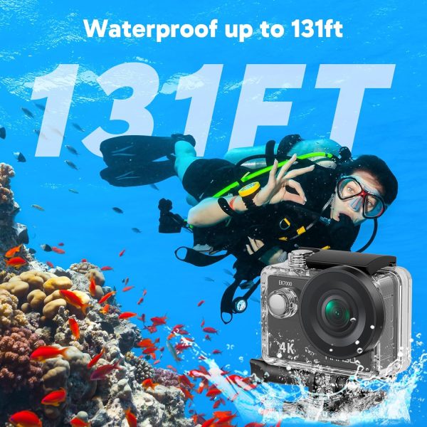 AKASO EK7000 4K30FPS 20MP WiFi Action Camera with EIS Ultra HD Underwater Camera 131FT Waterproof Camera Remote Control 4X Zoom in Photo Mode Support External Microphone Black - Image 4