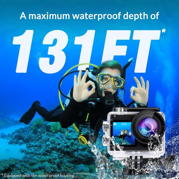 icefox Action Camera 4K 60FPS 20MP Underwater Camera, EIS, 40M Ultra HD Camera 170 ° Ultra Wide Angle WiFi Camcorder - Image 4