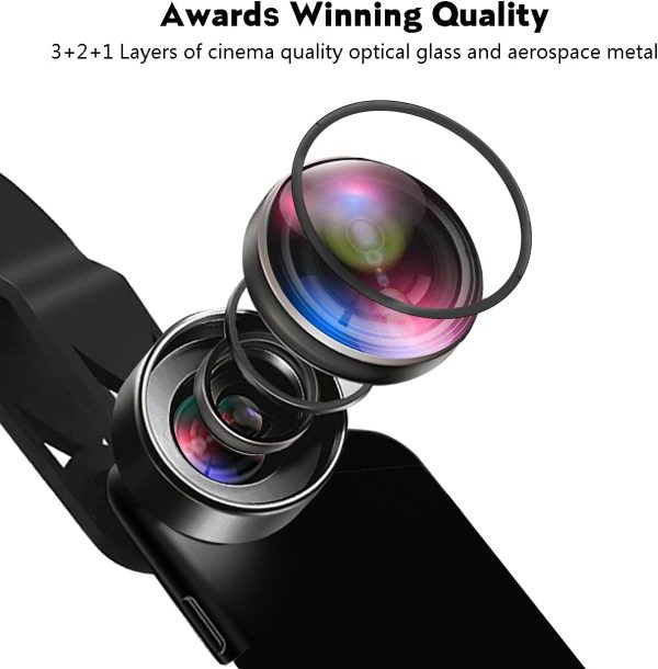 KEYWING Phone Camera Lens 3 in 1 Phone Lens Kit, 198 Fisheye Lens + 120 Super Wide-Angle Lens + 20x Macro Lens for iPhone Samsung Android Smartphone Black 3in1 - Image 2