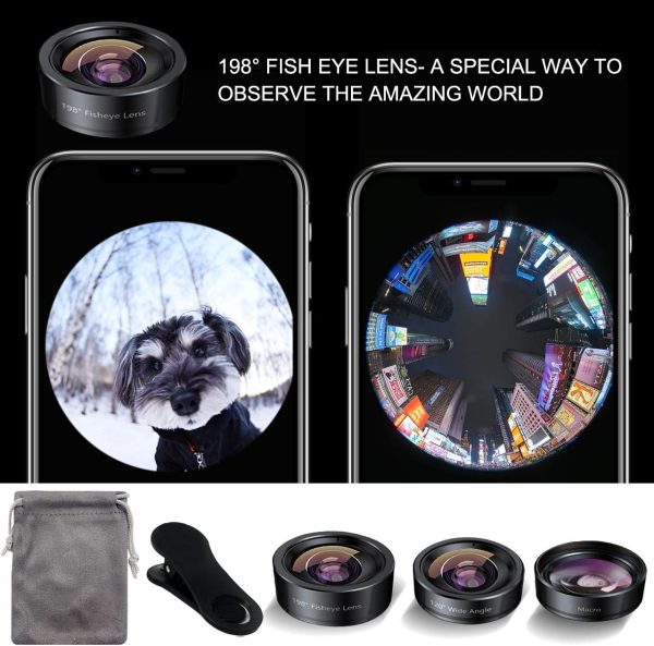 KEYWING Phone Camera Lens 3 in 1 Phone Lens Kit, 198 Fisheye Lens + 120 Super Wide-Angle Lens + 20x Macro Lens for iPhone Samsung Android Smartphone Black 3in1 - Image 5